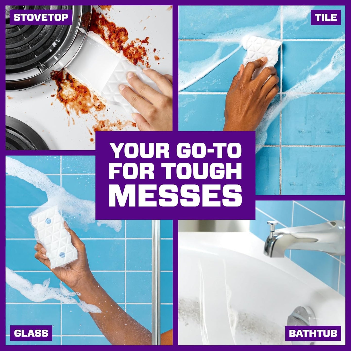 Mr. Clean Magic Eraser Sponge, All Purpose Cleaner, Cleaning Scrubber, Kitchen, Bathroom, Shower, Oven, Cleaning Supplies, Variety Pack with 1 Ultra Thick, 2 Ultra Foamy, & 3 Extra Durable, 6ct