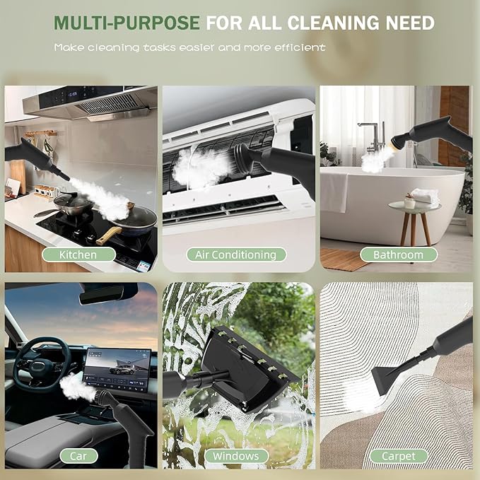 Handheld Steam Cleaner 2500W,10s Fast Heat-Up & 50.73OZ Large Tank,Pressurized Portable Steamer with 9 Accessories for Home,Car,Kitchen,Bathroom,Floors,Grout,Tile,Upholstery