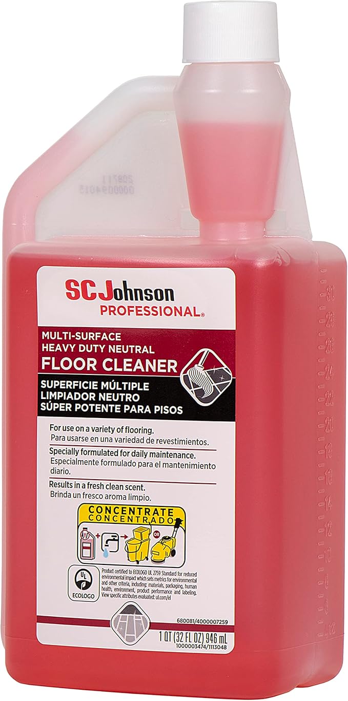 SC Johnson Professional Heavy Duty Neutral pH Floor and Surface Cleaner, Floor Cleaner Concentrate, 32 fl. oz. Bottle, Case of 6, for Professional Use Only