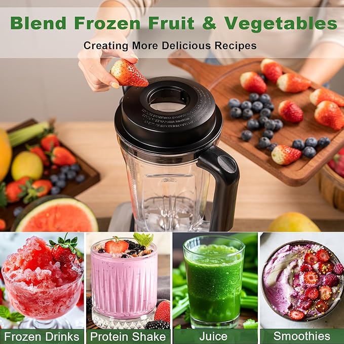 Kitchen in the box Blender 68 OZ, 1500 Watt Professional Smoothie Blenders with Stainless Steel Blades, BPA Free Blender for Frozen Drinks, Ice Crush, Protein Shakes (Silver)
