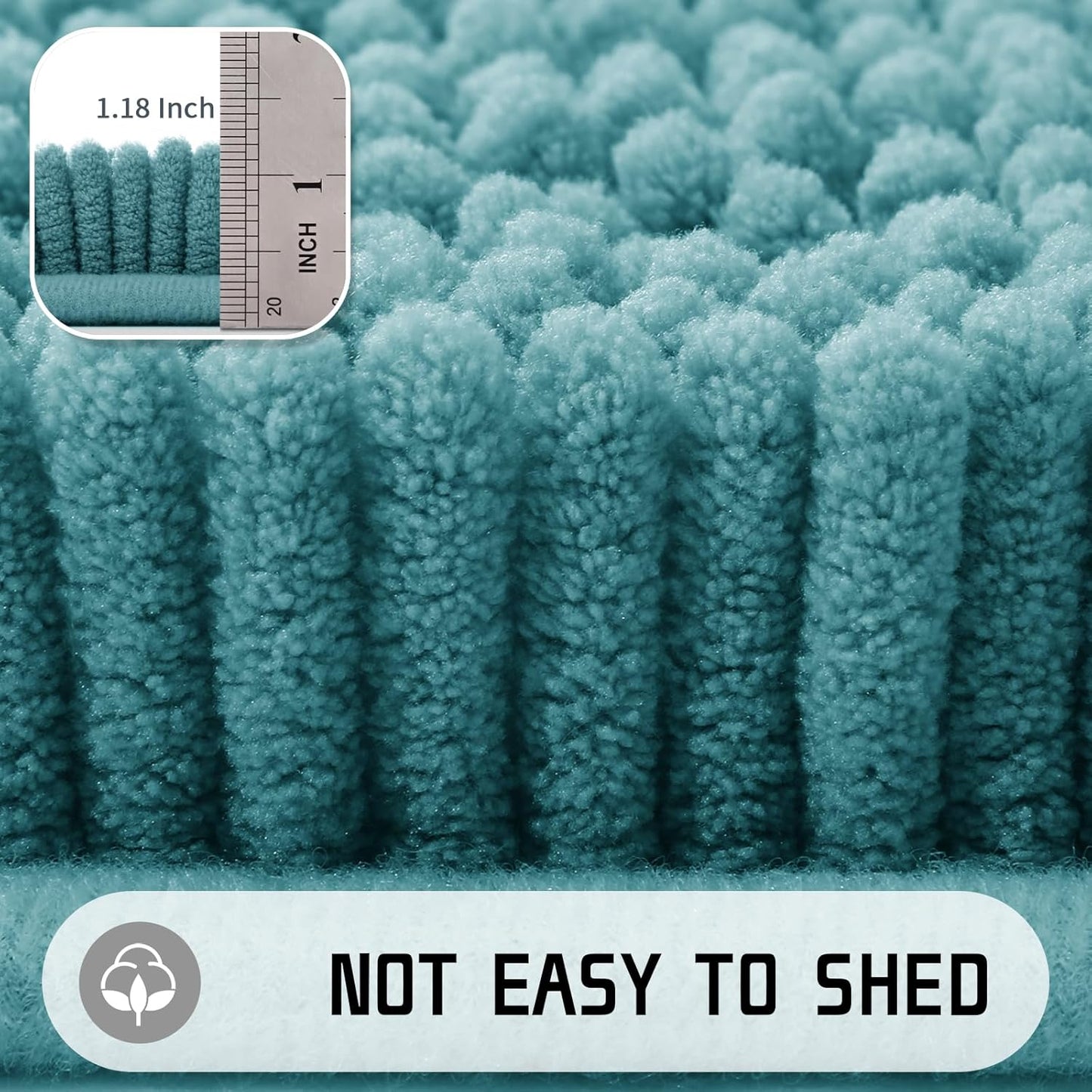 Yimobra Long Bathroom Rugs 44"x24", Extra Soft Non Slip Bath Mat for Tub, Super Absorbent Quick Dry Shaggy Rug Floor Carpet, Machine Washable,Teal Blue