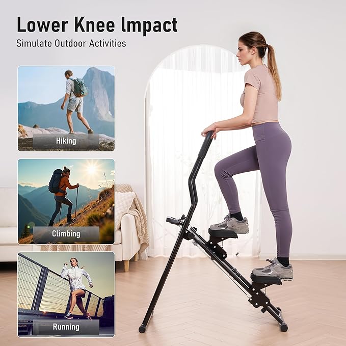 Stair Stepper for Home Gym, Stair Climber with Adjustable Handlebar & Dual Incline Pedals, Compact Folding Cardio Exercise Climber for Full-Body Workout