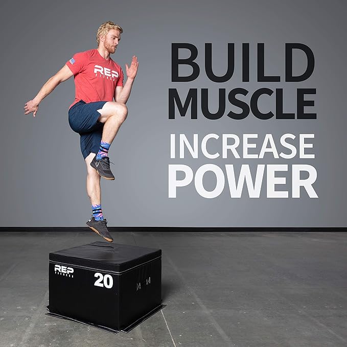 REP Fitness Stackable Soft Foam Plyo Boxes, Adjustable Jump Platforms for Home Gym Training, Durable Cushioned Step for Exercise, Balance, Squats, HIIT Workouts, Strength Conditioning, Vinyl Cover