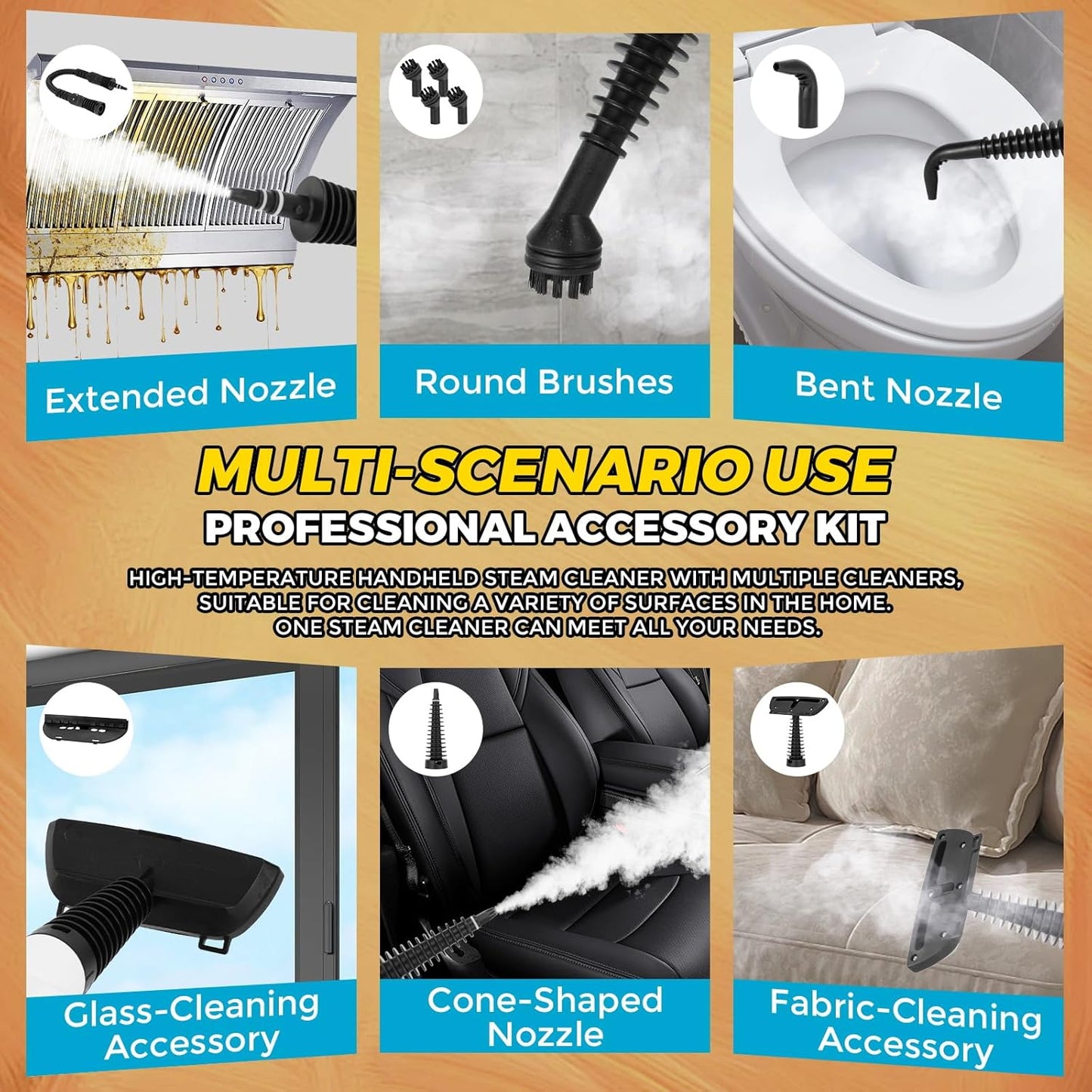 Steam Cleaner,Steamer for Cleaning,Steam Cleaner for Home,Cleaning With Lockable Steam Button and 12pcs Accessories,at Any Time Unlimited Water Addition, Use On Grout Cleaners, Tiles, Floors