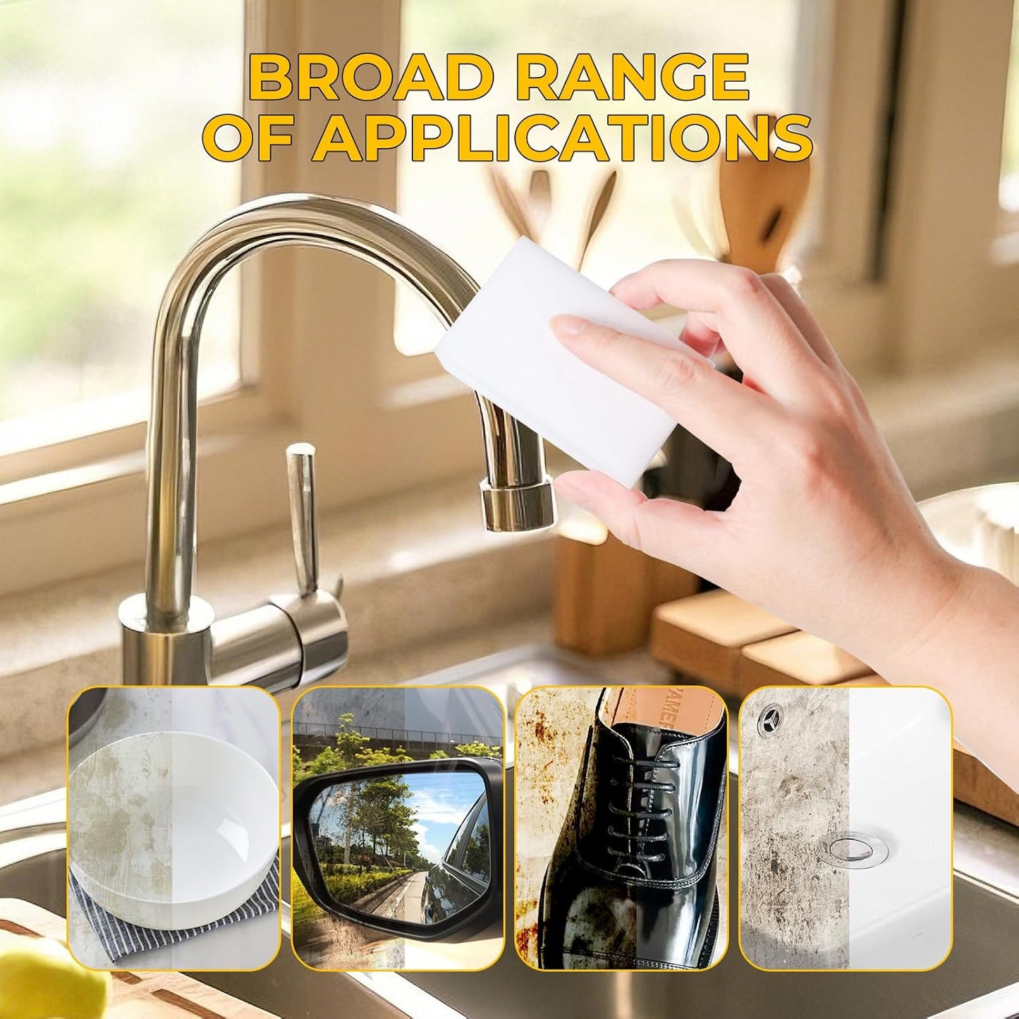 (50 Pack 3.9"x2.3"x0.8") Melamine Sponges Magic Cleaning Sponges in Bulk Eraser Sponges for Kitchen Bathroom Cleaning Supplies for Stains and Dirt