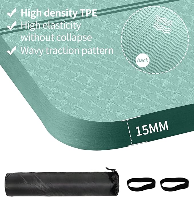 nuveti Large Exercise Mat - 15mm/20mm/30mm Thick Yoga Mat | Workout Mat for Fitness, Yoga, Pilates, Stretching & Floor Exercises for Women & Men with Free Carrying Bag
