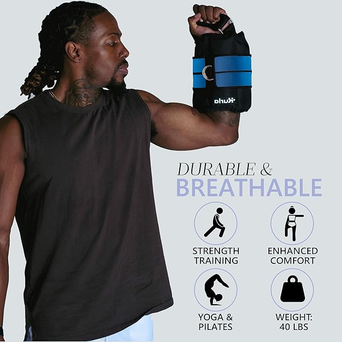 Ankle Weights 4β40 lbs with Dual Strap System (Heel & Wrap) β Single, Pair & Bundle Options with Resistance Bands & Handles β Strength Training, Pilates, Yoga, Glutes, Arms & Rehab