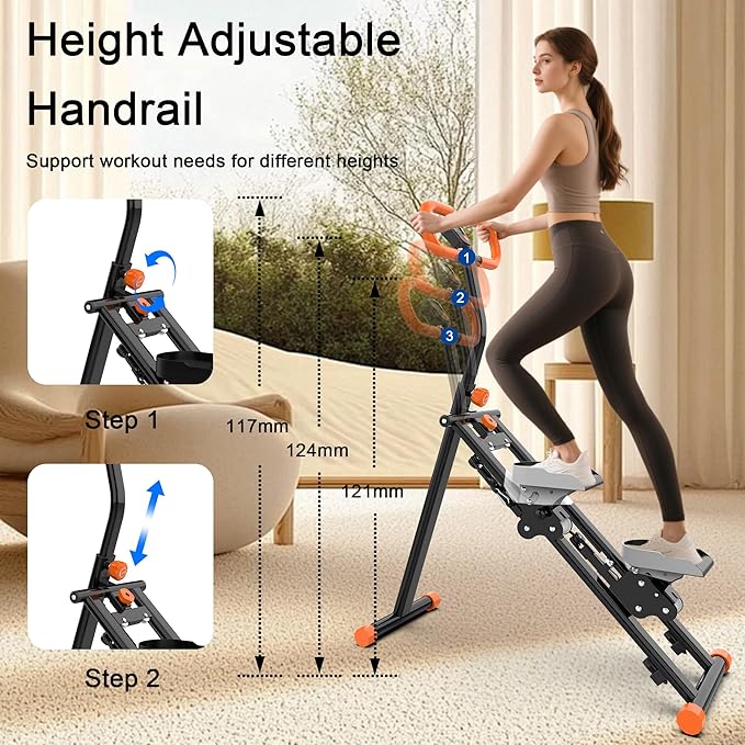 Stair Stepper for Home, Folding Vertical Climber Workout Machine for Full-Body Exercise Stair Stepper with Stable Frame Adjustable Handlebar & Pedals