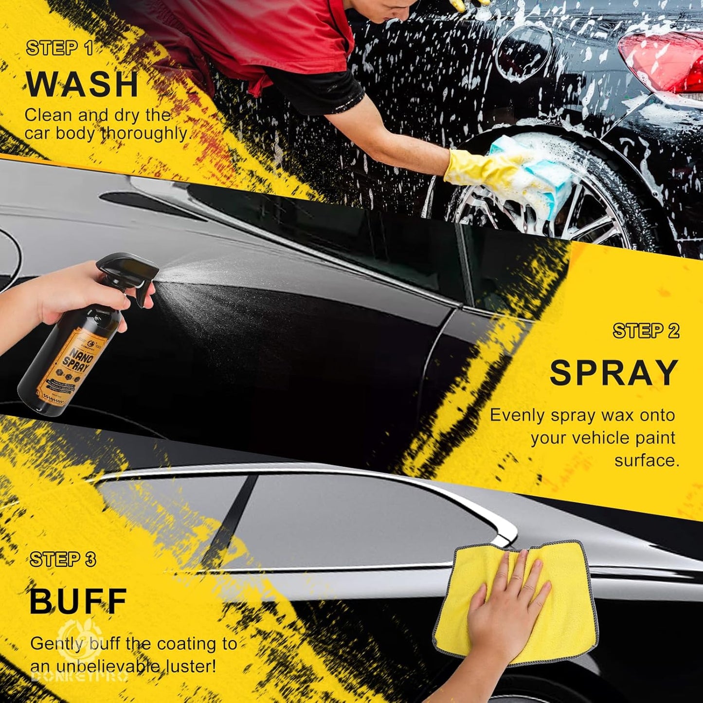 Car Coating Spray - Car Wax Polish Spray - Advanced Hydrophobic Ceramic Coating for Cars - Adds Extreme Gloss & Shine, UV Protection, Scratch Resistance for Auto Detailing - 473 ml / 16 oz