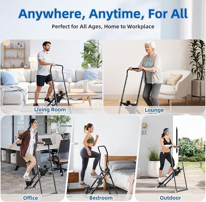 Stair Stepper with Adjustable Resistance,Upgraded Vertical Climber Machine for Home Cardio Workout,Compact Folding Stair Climber with Adjustable Handlebar & Pedals for Full Body Fitness