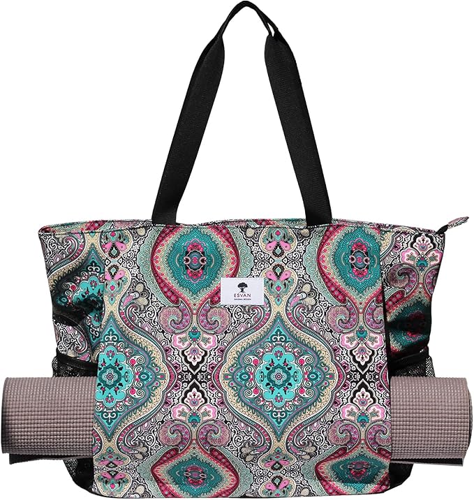 ESVAN Yoga Mat Bag Yoga Tote Carrier Shoulder Bag Carryall Tote for Office,Yoga,Pilates,Travel,Beach and Gym