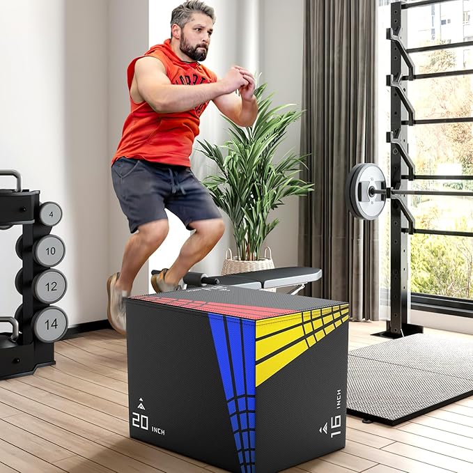 XDDIAS 3-in-1 Heavier Foam Plyometric Box Jumps for Home Gym,Firm Soft Foam Plyo Box,30βx24βx20β-24βx20βx16β-20"x16"x14" Plyometric Box,440lb Weight Capacity Jump Box Gym Fitness Workout Training