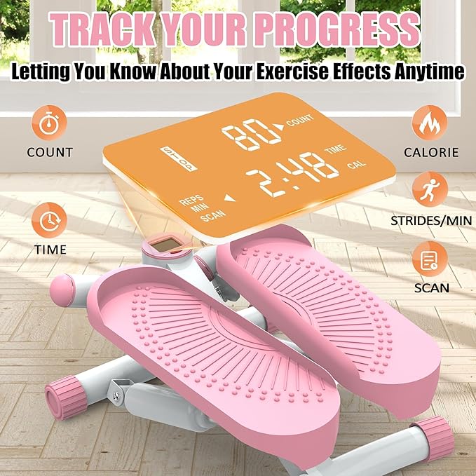 Twist Steppers for Exercise - Mini Stair Stepper Machine with Resistance Bands 330lbs Twist Stepper Portable Exercise Equipment for Full Body Workout
