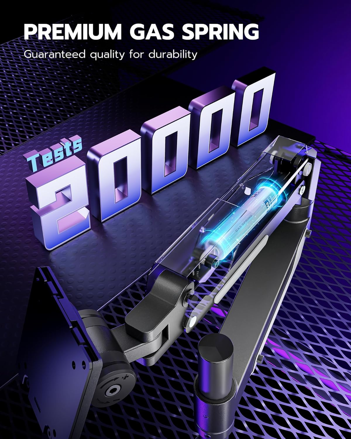 ARES WING Single Monitor Mount, Ultrawide Monitor Arm for 24 to 57 Inch Heavy Duty Curved Screen, Adjustable Gas Spring Monitors Arm Stand up to 66LBS with 75/100/200 Vesa Mount, Black