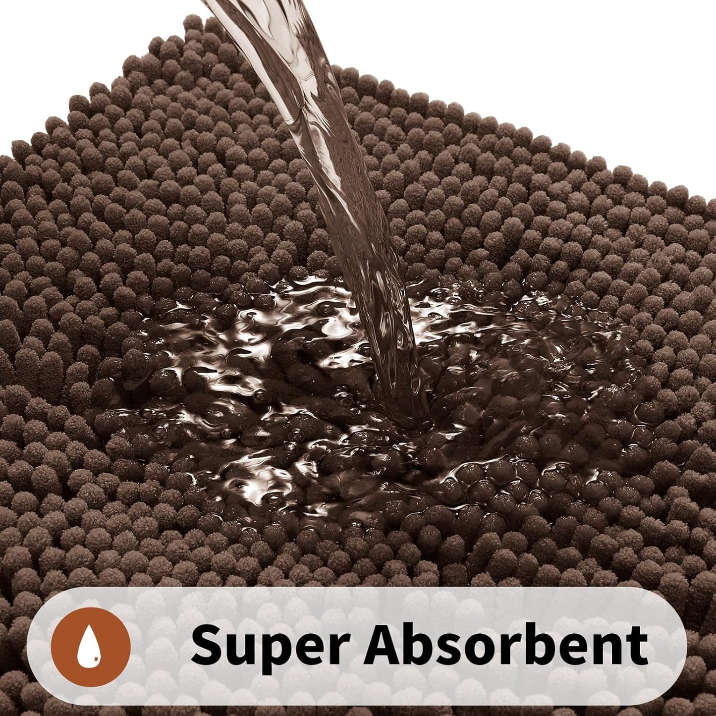 Yimobra Toilet Rugs U Shaped Washable - 24"x20" Non Slip Plush Contour Bath Rugs for Toilet - Super Soft Absorbent Quick Dry Toilet Mats for Bathroom,Brown