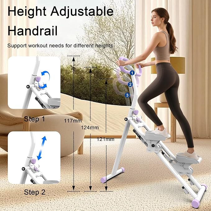 Stair Stepper for Home, Folding Vertical Climber Workout Machine for Full-Body Exercise Stair Stepper with Stable Frame Adjustable Handlebar & Pedals