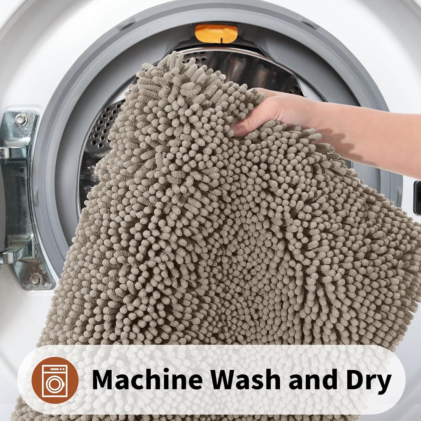 Yimobra Toilet Rugs U Shaped Washable - 24"x20" Non Slip Plush Contour Bath Rugs for Toilet - Super Soft Absorbent Quick Dry Toilet Mats for Bathroom,Camel