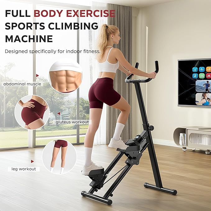 SogesPower Stair Stepper for Home,Folding Vertical Stair Climber with Adjustable Pedals & Handlebar, Cardio Climbing Exercise Machine for Full-Body Workout, Stair Master for Women Men,Black