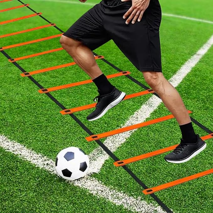 20 Pcs Sport Agility Ladder Speed Training Equipment Set,with 19FT Agility Ladder,Running Parachute,12 Soccer Cones for Basketball Football Soccer Boxing Training