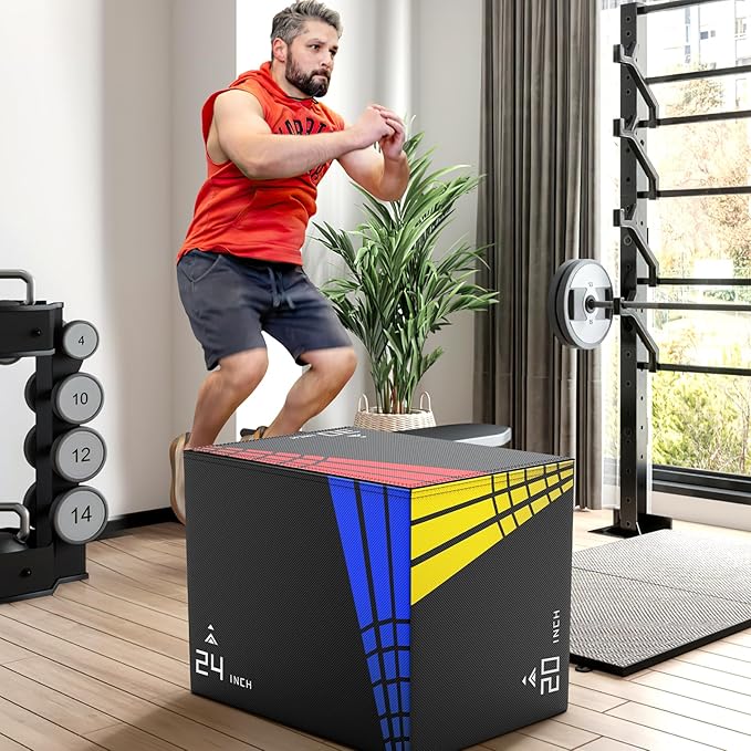 XDDIAS 3-in-1 Heavier Foam Plyometric Box Jumps for Home Gym,Firm Soft Foam Plyo Box,30βx24βx20β-24βx20βx16β-20"x16"x14" Plyometric Box,440lb Weight Capacity Jump Box Gym Fitness Workout Training