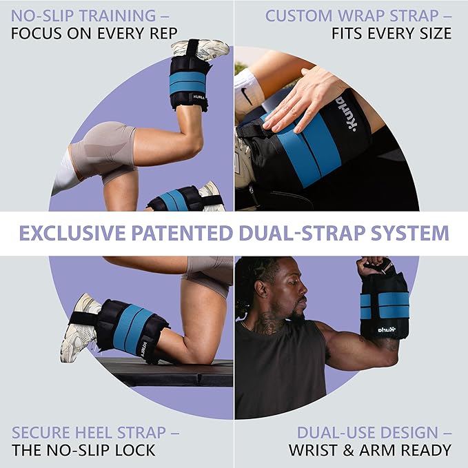 Ankle Weights 4β40 lbs with Dual Strap System (Heel & Wrap) β Single, Pair & Bundle Options with Resistance Bands & Handles β Strength Training, Pilates, Yoga, Glutes, Arms & Rehab