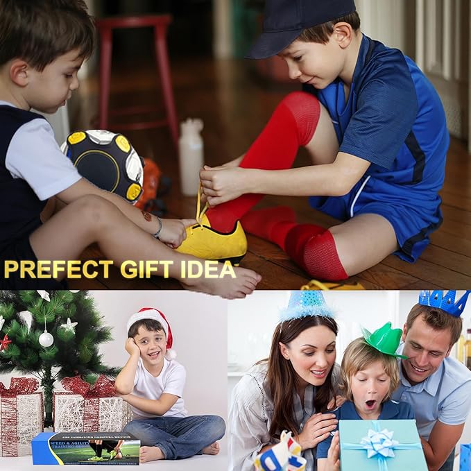 Soccer Agility Training Equipment Set, Soccer Accessories 12 Rung 20Ft Agility Ladder, 12 Disc Cones, Solo Soccer Trainer, Jump Rope - Speed Training Equipment Gifts for boy
