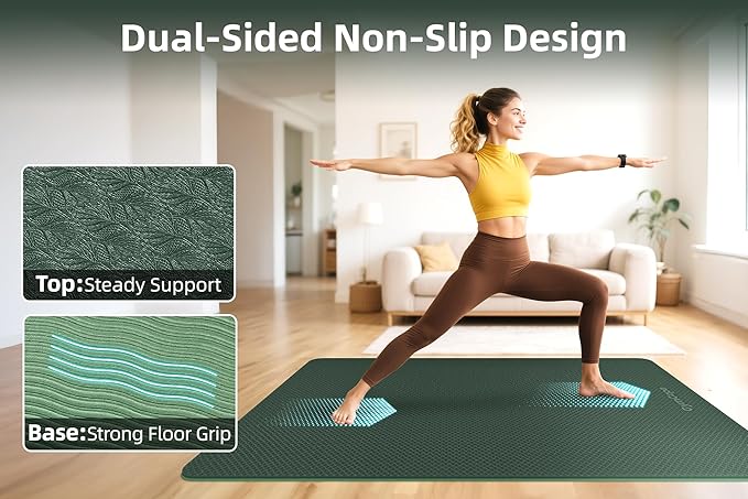 Extra Large Yoga Mat - 72"x35", 72"x48", 78"x57" - Wide TPE Exercise Mat for Home, Stretching, Couples & Family Workouts - 6-12mm Thick, Non-Slip & Waterproof - with Carry Bag and Straps