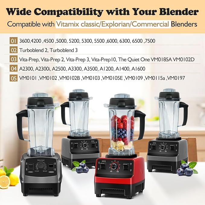 For Vitamix Blender Pitcher 64oz for Vitamix Replacement Pitcher 5200 6300 5000 VM0101 VM0102 VM0103 VM0197 6000 Classic/Explorian/Commercial Blender Cup