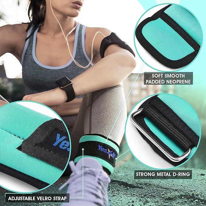 Yes4All Wrist & Ankle Weights Pair 1lb -10lbs, Adjustable Strap for Walking, Jogging, Pilates, Gym Fitness Workout for Women, Men