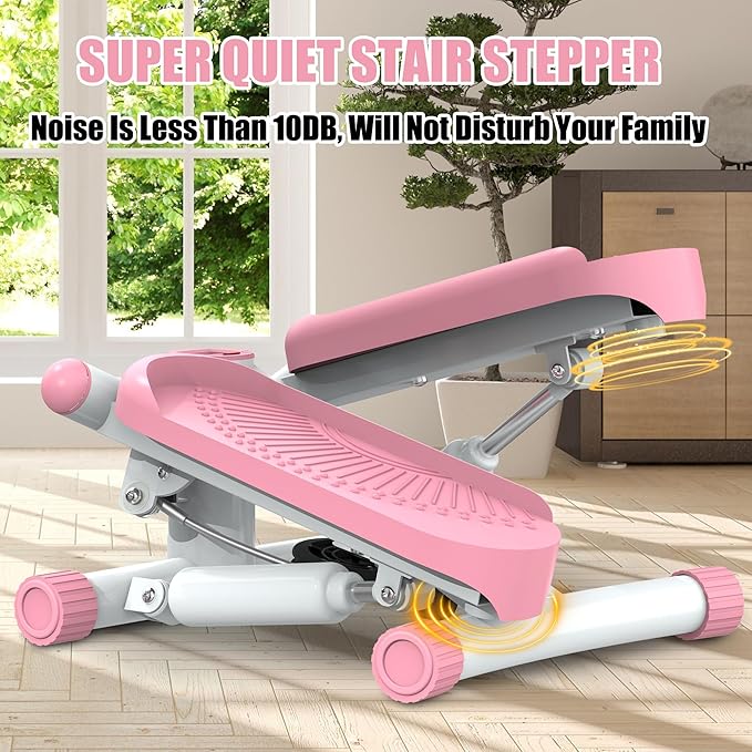 Twist Steppers for Exercise - Mini Stair Stepper Machine with Resistance Bands 330lbs Twist Stepper Portable Exercise Equipment for Full Body Workout