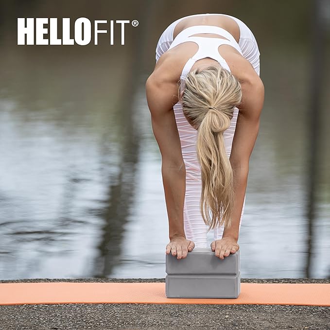 Hello Fit 3" Yoga Block, 20 Pack Bulk EVA Foam Yoga Blocks, Firm and Supportive Yoga Brick, Balance Foam for Stretching, Pilates, and Workout, 3" x 6" x 9"