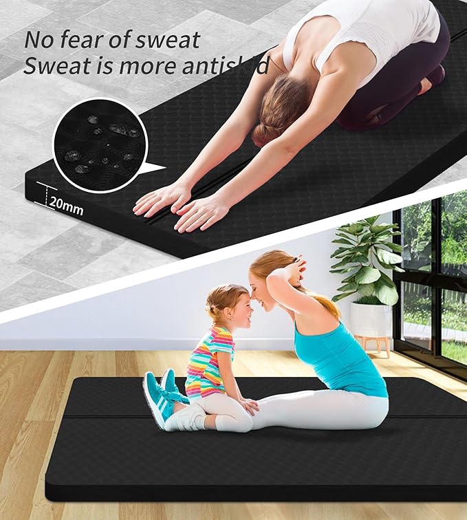 nuveti Large Exercise Mat - 15mm/20mm/30mm Thick Yoga Mat | Workout Mat for Fitness, Yoga, Pilates, Stretching & Floor Exercises for Women & Men with Free Carrying Bag