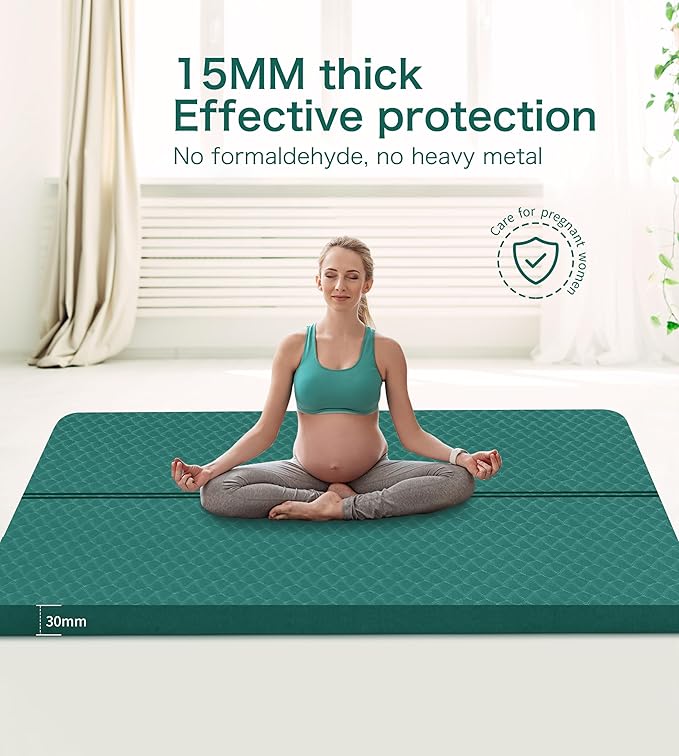 nuveti Large Exercise Mat - 15mm/20mm/30mm Thick Yoga Mat | Workout Mat for Fitness, Yoga, Pilates, Stretching & Floor Exercises for Women & Men with Free Carrying Bag