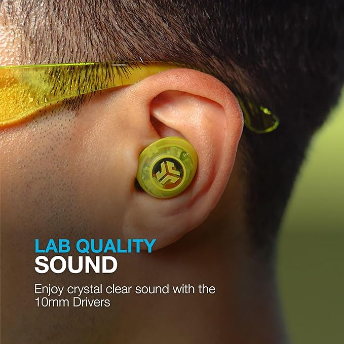 JLab Go Pop ANC True Wireless Earbuds & Charging Case, Transparent Neon Green, Active Noise Cancelling, 10mm Drivers, Dual Connect, Customize Your Sound with App, Be Aware Mode, MEMS Microphone