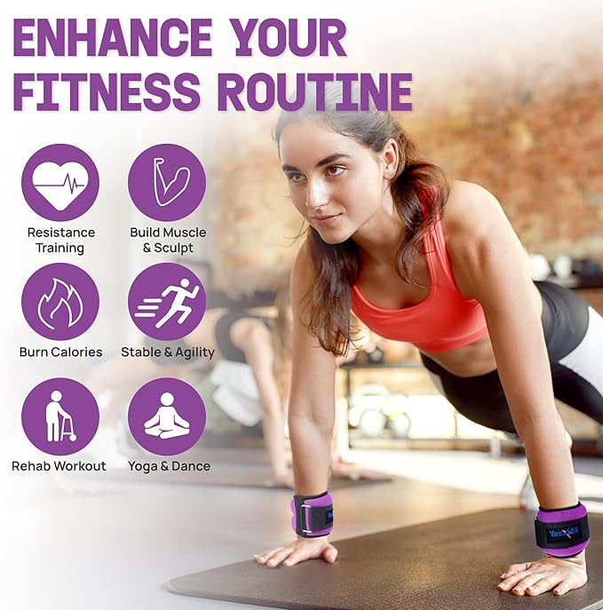 Yes4All Wrist & Ankle Weights Pair 1lb -10lbs, Adjustable Strap for Walking, Jogging, Pilates, Gym Fitness Workout for Women, Men