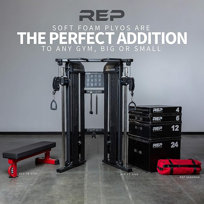 REP Fitness Stackable Soft Foam Plyo Boxes, Adjustable Jump Platforms for Home Gym Training, Durable Cushioned Step for Exercise, Balance, Squats, HIIT Workouts, Strength Conditioning, Vinyl Cover