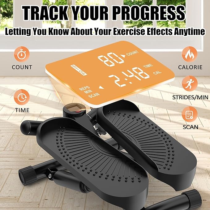 Twist Steppers for Exercise - Mini Stair Stepper Machine with Resistance Bands 330lbs Twist Stepper Portable Exercise Equipment for Full Body Workout