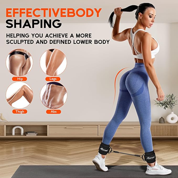 HPYGN Ankle Resistance Bands, Ankle Bands for Working Out with Cuffs, Resistance Bands for Leg Butt Training Workout Equipment for Kickbacks Hip Gluteus Training, Ankle Strap with Exercise Bands