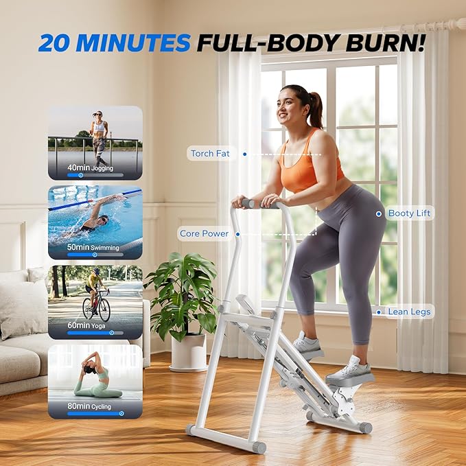 MERACH Stair Stepper Pro-3-Level Resistance Stairmaster, Upgrade High-Efficiency Stairmaster for Home Gym Exercise, Compact Folding Cardio Stair Climber with Adjustable Pedal