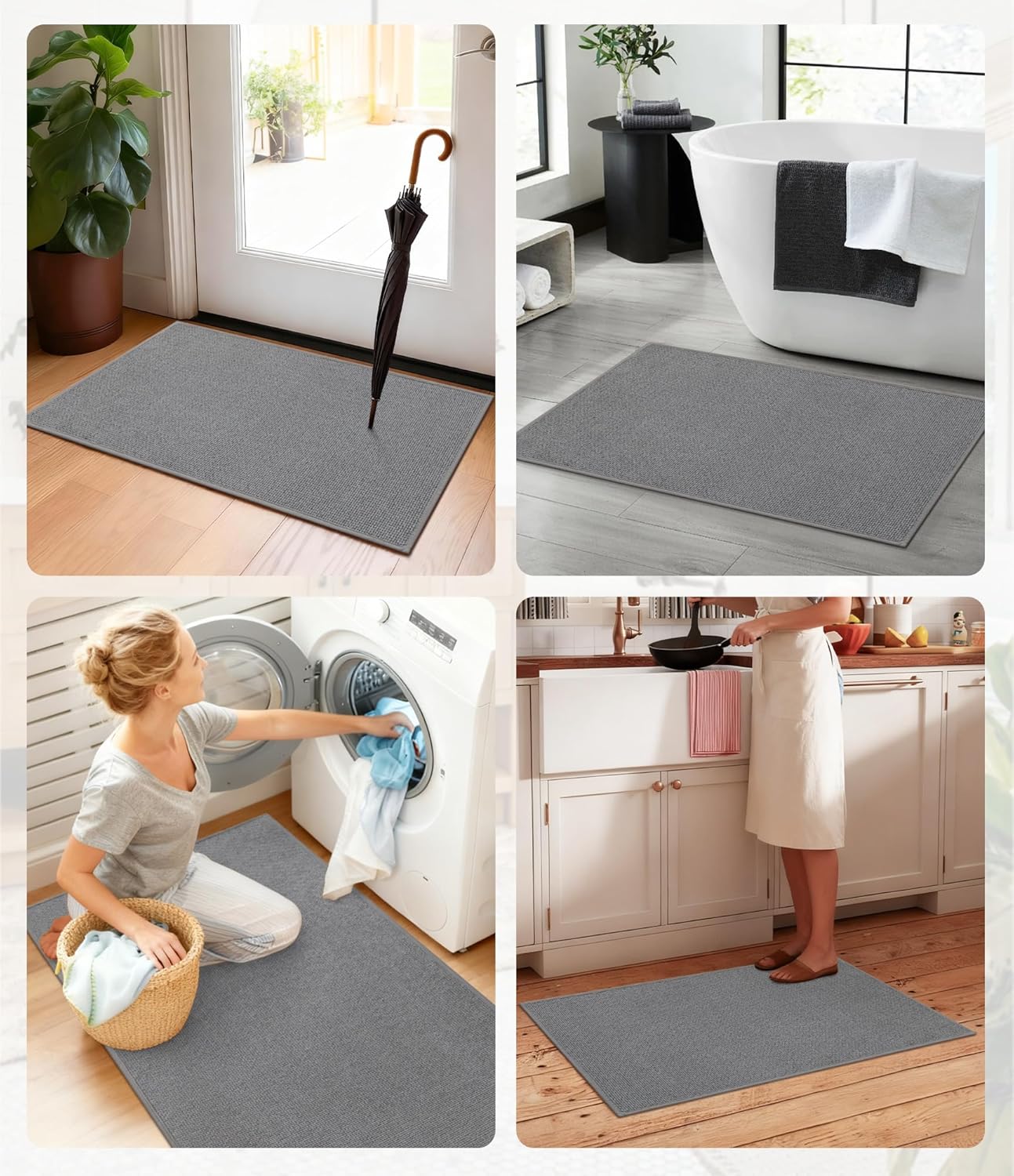 YIHOUSE Bathroom Rugs Mat 24x36, Non Slip Quick Dry Bath Mats for Bathroom Absorbent Ultra Thin Bath Rugs Machine Washable Fit Under Door for Sink, Cabinet, Laundry (Grey, 24"x36")