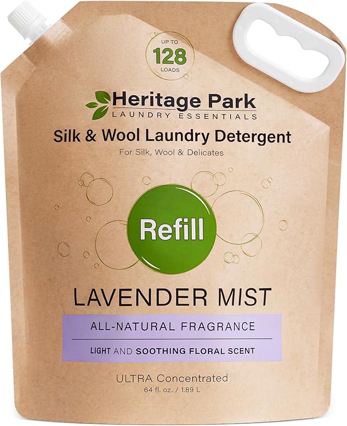 Heritage Park Luxury Laundry Detergent | Dermatologist Tested Plant based Natural & Enzyme Laundry Detergent | Sensitive Skin Friendly - Lavender Mist (64 fl oz Refill)