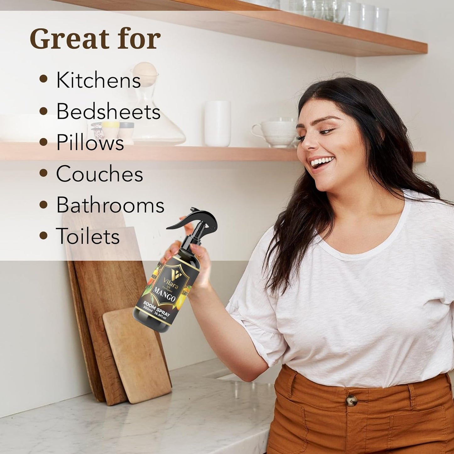 Vilara US Room Spray Freshener – Long-Lasting Luxury Perfume Scent, Linen & Fabric Spray for Bedding, Furniture, Home & Bedroom Aromatherapy – 16.9 fl oz (Mango)