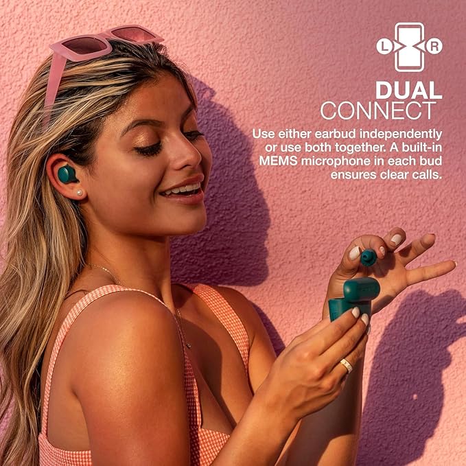 JLab Go Air Pop+ True Wireless Earbuds, in Ear Headphones, Bluetooth Earphones, 35H Playtime Ear Buds, Bluetooth Earbuds with Microphone, USB-C Charging Case, Dual Connect, EQ3 Sound, Teal