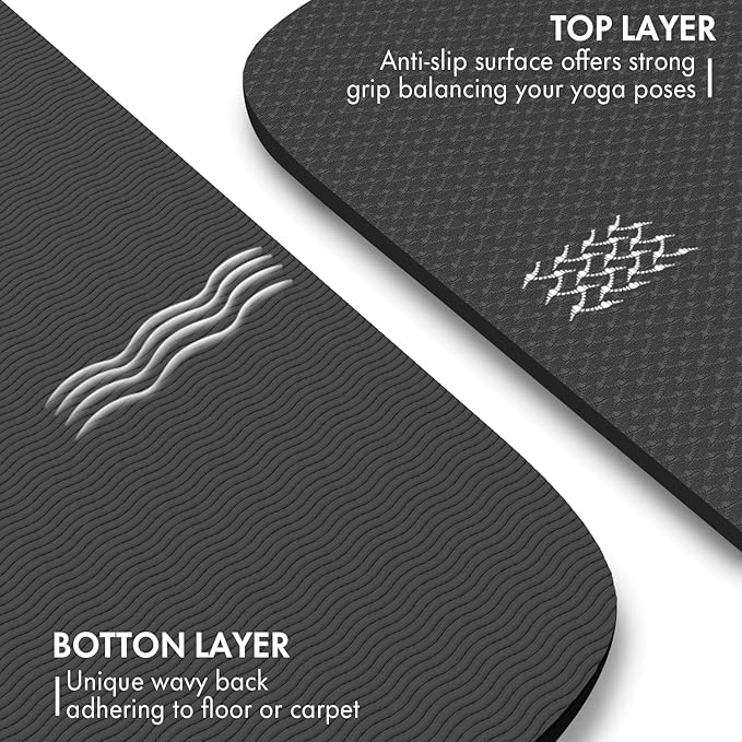 FrenzyBird Large Yoga Mat 6'x 4'(72”x 48”)—1/4" &1/3" Extra Wide Exercise Mat 183cm x 122cm Large Exercise Mat Big Home Yoga Mat Pilates Mat,Non Slip,Thick,TPE Workout Mat,for Women & Men, Yoga, Pilates, Gym and Floor Workouts Pilates