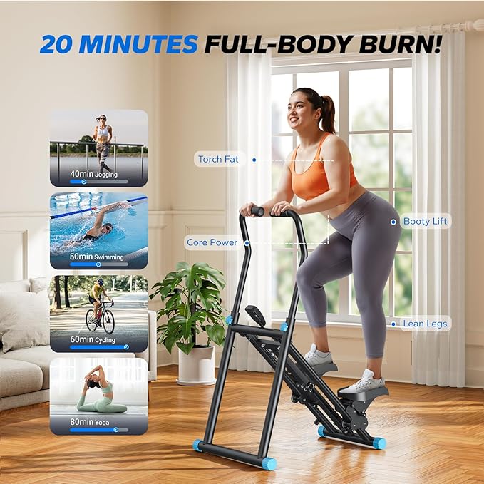 MERACH Stair Stepper Pro-3-Level Resistance Stairmaster, Upgrade High-Efficiency Stairmaster for Home Gym Exercise, Compact Folding Cardio Stair Climber with Adjustable Pedal