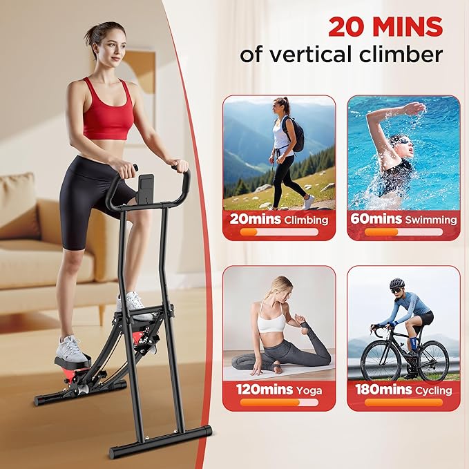 Stair Stepper for Home Gym, Folding Stair Climber for Full Body Workout with Adjustable Handlebar & Pedals, Compact Vertical Climber Cardio Exercise Machine for Women & Men