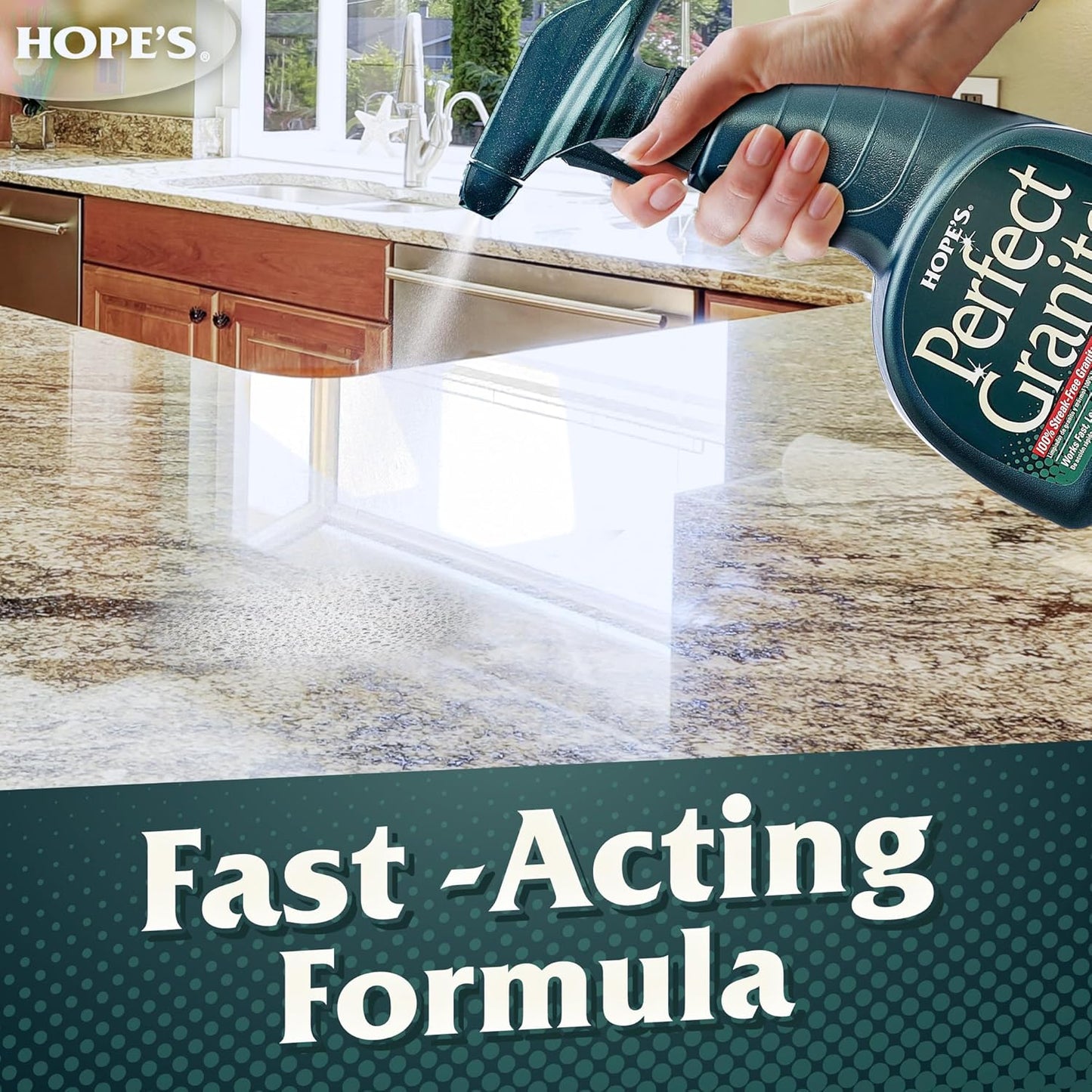 HOPE'S Perfect Granite & Marble Countertop Cleaner, Stain Remover and Polish, Streak-Free, Ammonia-Free, 22 Ounce, Pack of 6