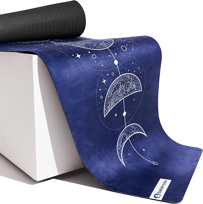 Yoga Mat 5mm Non Slip Suede & TPE - Eco-Friendly Fitness & Exercise Mat for Home Gym, Pilates, Gaiam, Hot Yoga, and Meditation - Lightweight Durable 72 x 24 inch Workout Mat for Women & Men