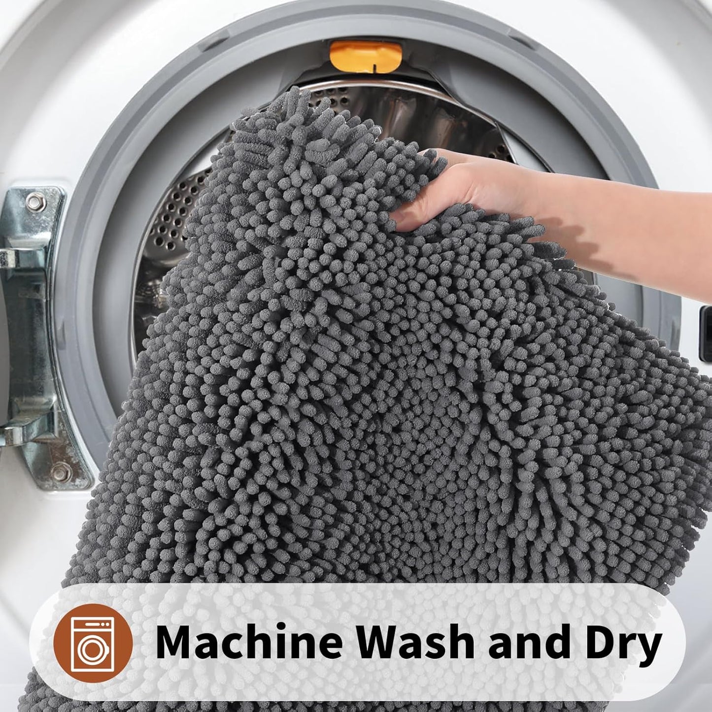 Yimobra Toilet Rugs U Shaped Washable - 24"x20" Non Slip Plush Contour Bath Rugs for Toilet - Super Soft Absorbent Quick Dry Toilet Mats for Bathroom,Dark Gray