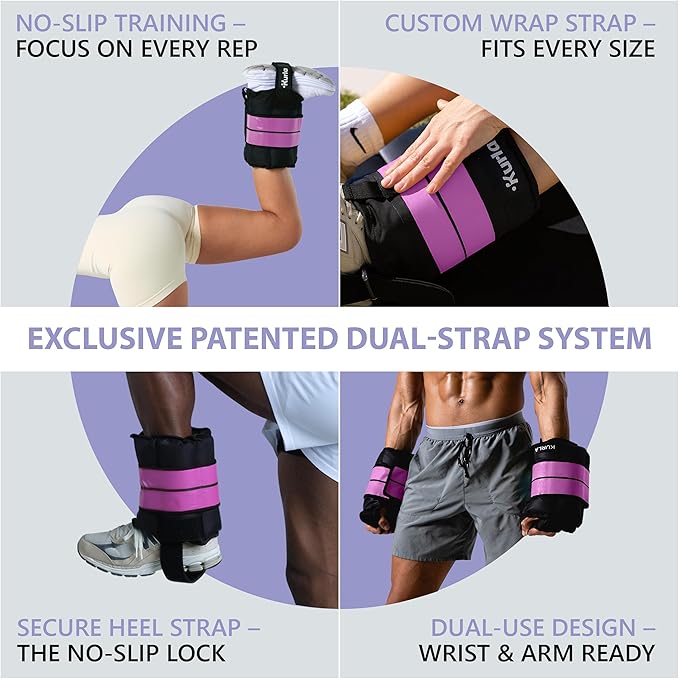Ankle Weights 4β40 lbs with Dual Strap System (Heel & Wrap) β Single, Pair & Bundle Options with Resistance Bands & Handles β Strength Training, Pilates, Yoga, Glutes, Arms & Rehab